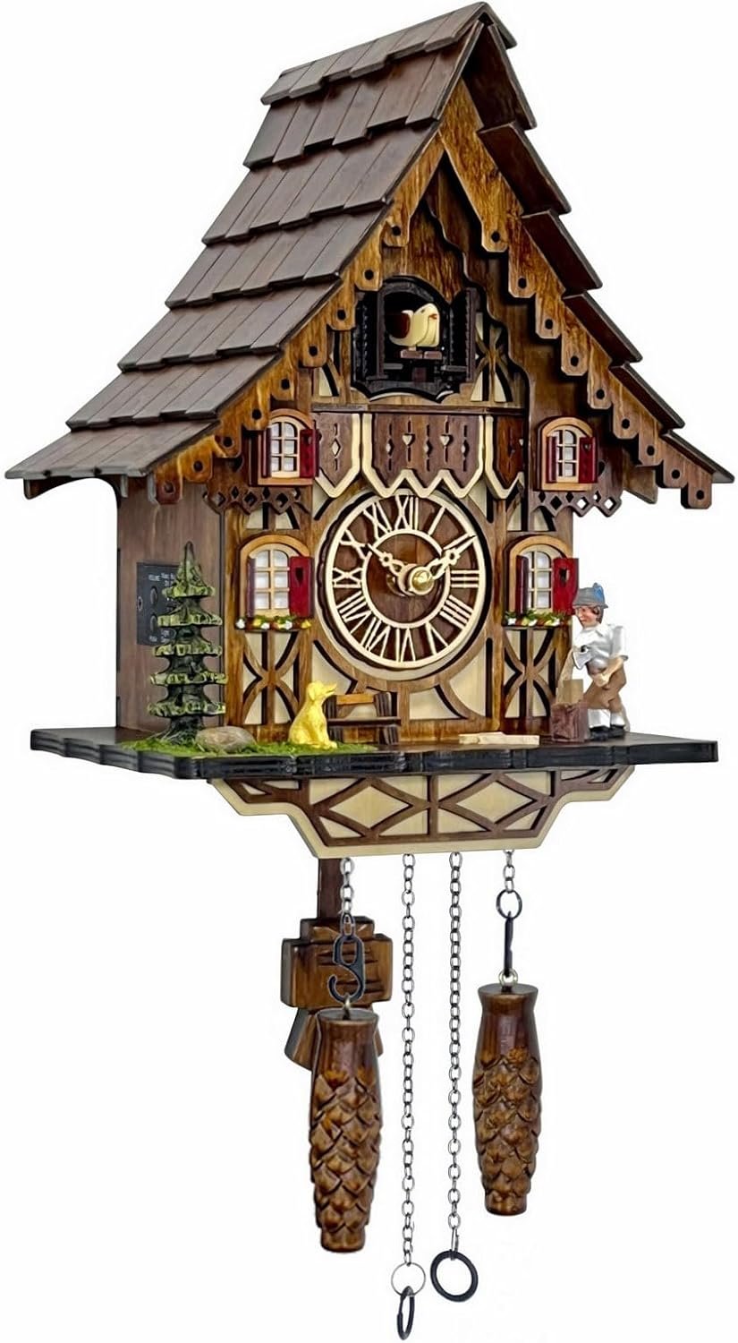 Cuckoo Clock for Wall Art: 12 Melodies, Volume Control, Night Mode, Germany Style Black Forest Retro Traditional Handcrafted Wooden House Home Decor, Gifts for Family (8.75 X 23inch) - Image 7